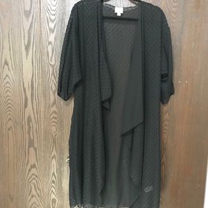 LuLaRoe Shirley top black sheer dots medium EUC